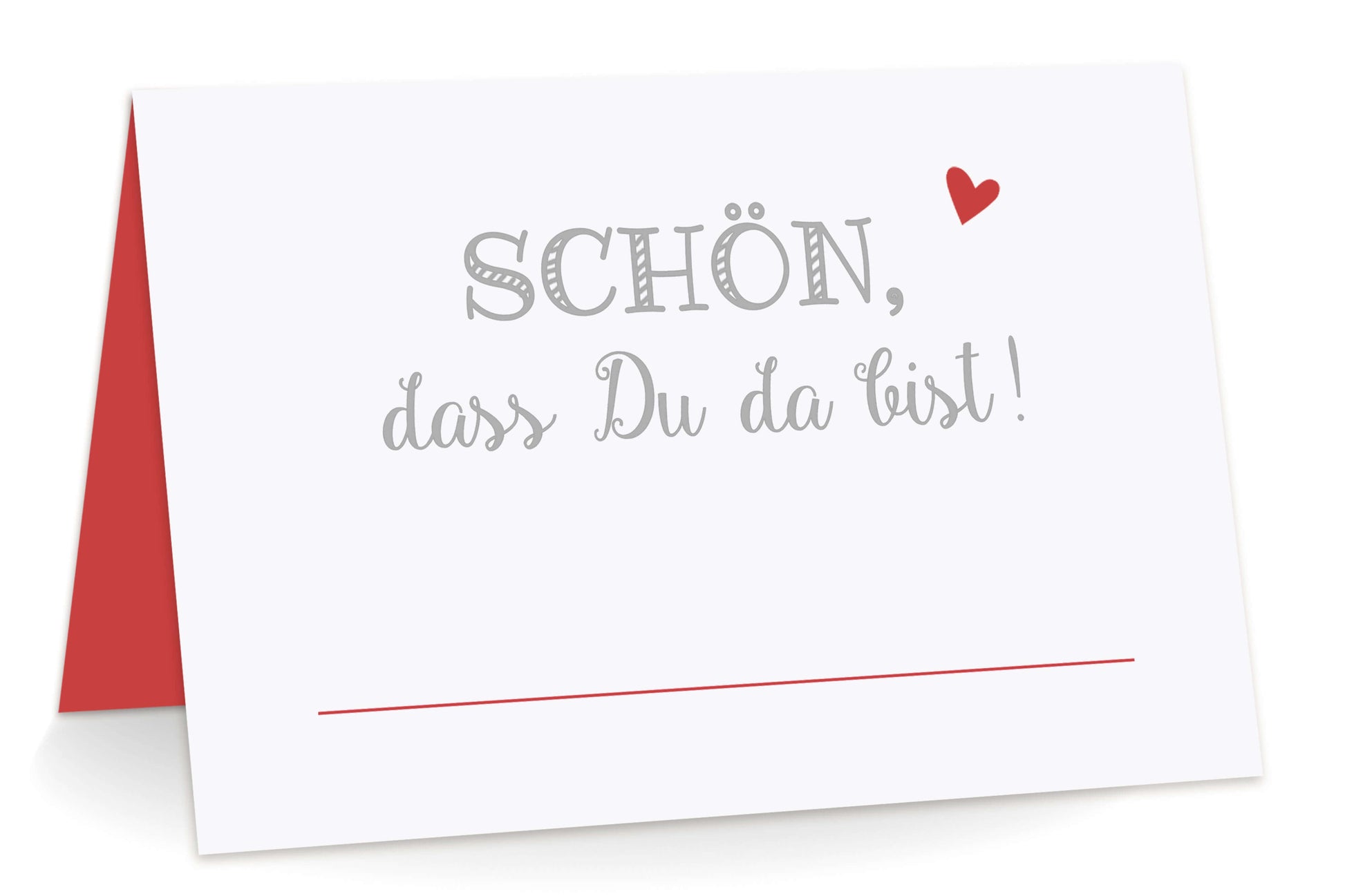 Tischkarten "Schön, dass Du da bist!" rot