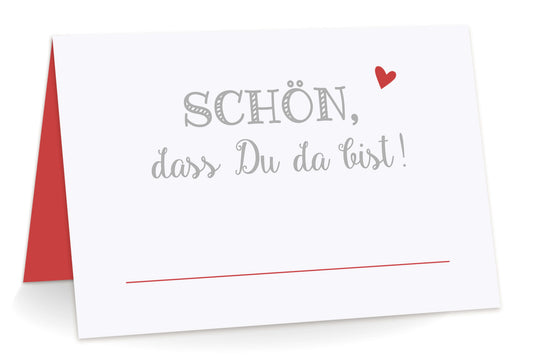 Tischkarten "Schön, dass Du da bist!" rot