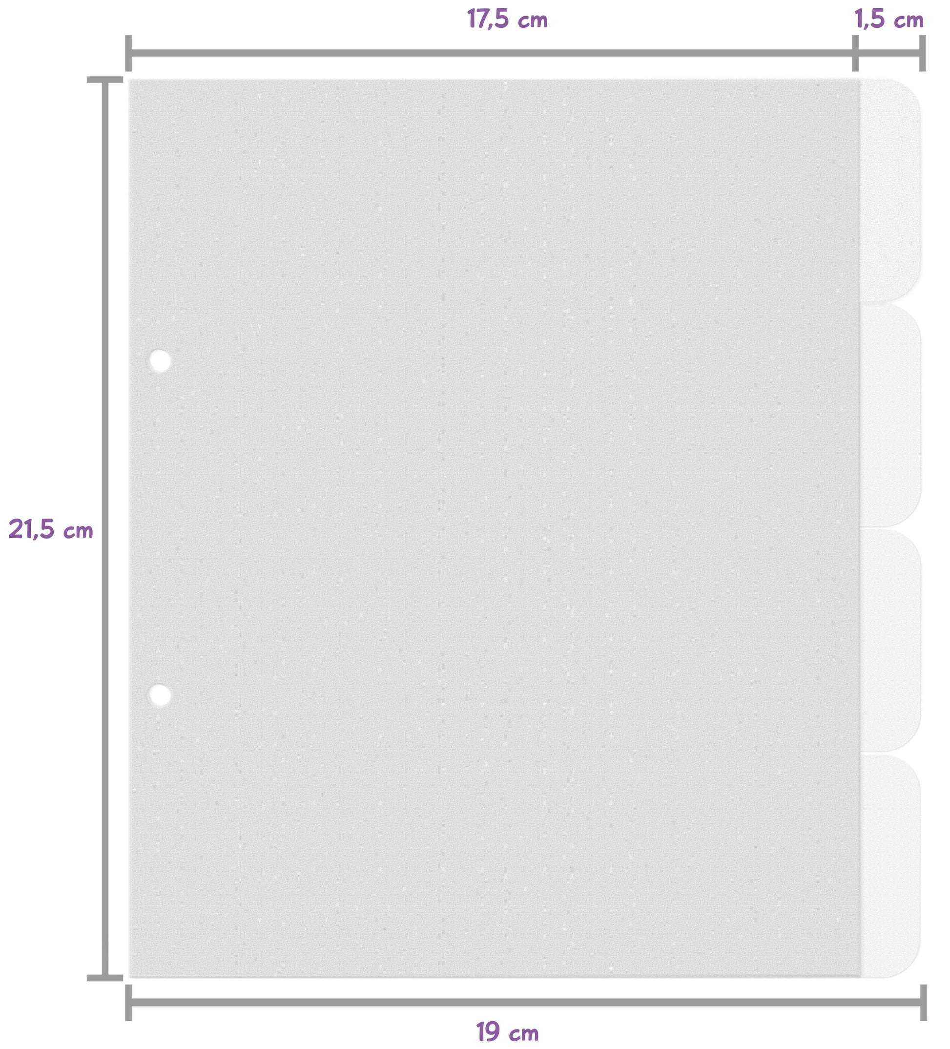 Ordnerregister Maßangaben: 17,5 mal 21,5 cm
