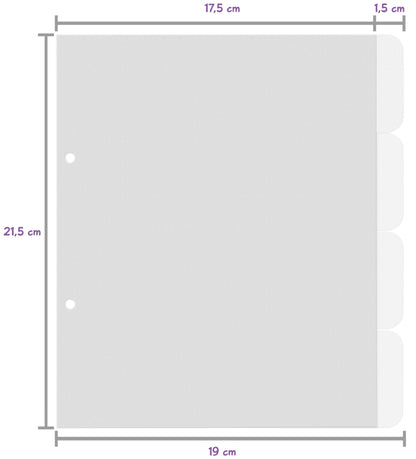 Ordnerregister Maßangaben: 17,5 mal 21,5 cm