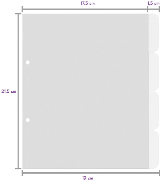 Ordnerregister Maßangaben: 17,5 mal 21,5 cm