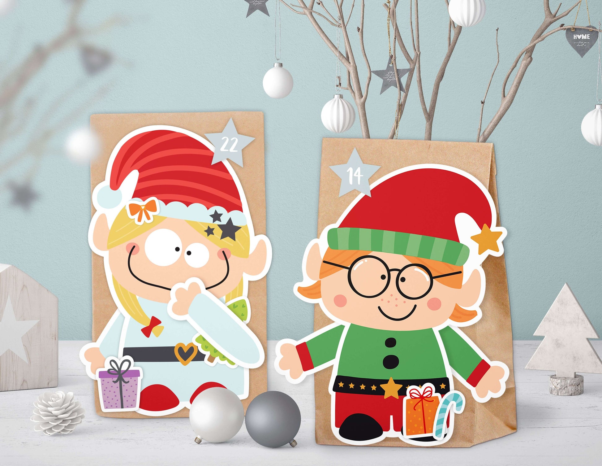 Adventskalender zum Befüllen "Elfen" Motiv 2