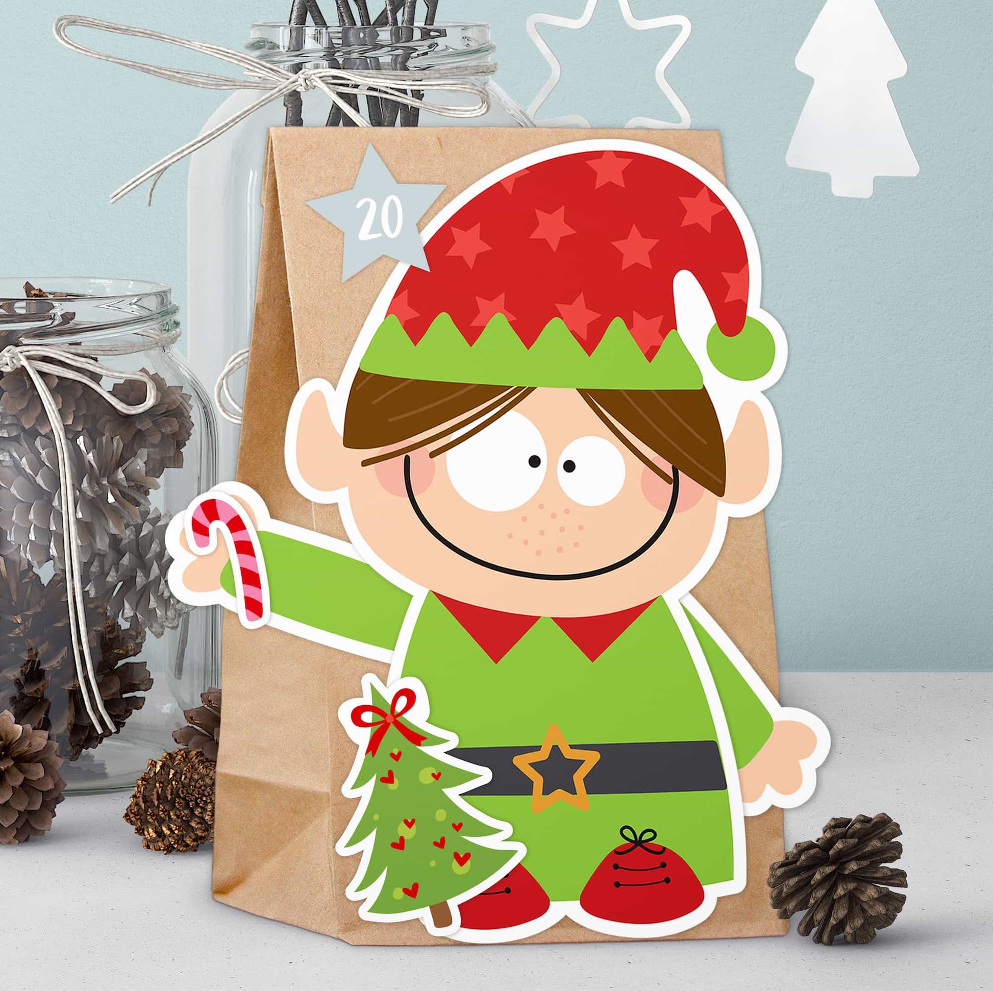 Adventskalender zum Befüllen "Elfen" Motiv 4