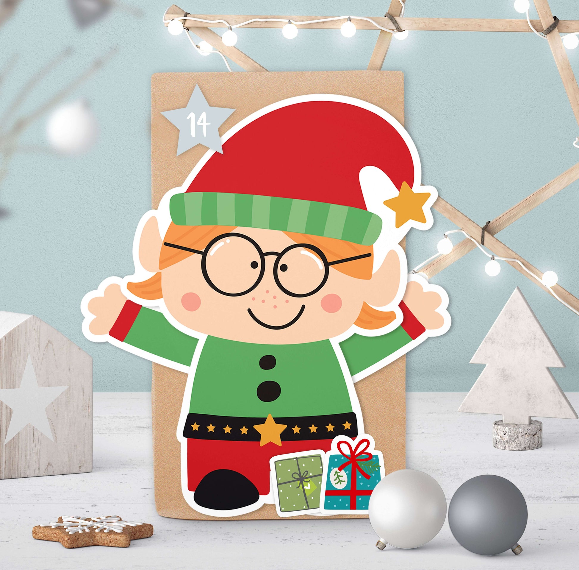 Adventskalender zum Befüllen "Elfen" Motiv 3