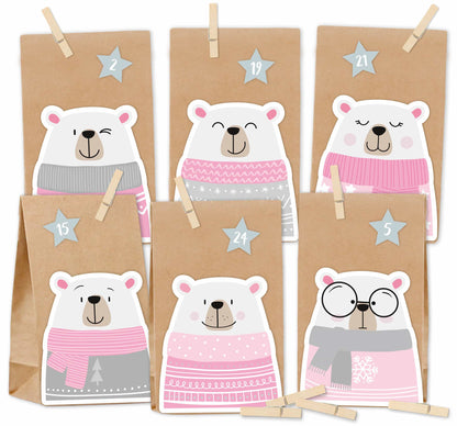 Adventskalender Polarbär rosa Startbild