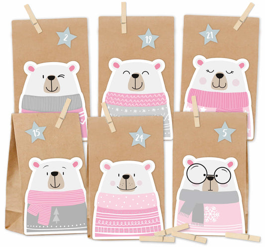 Adventskalender Polarbär rosa Startbild