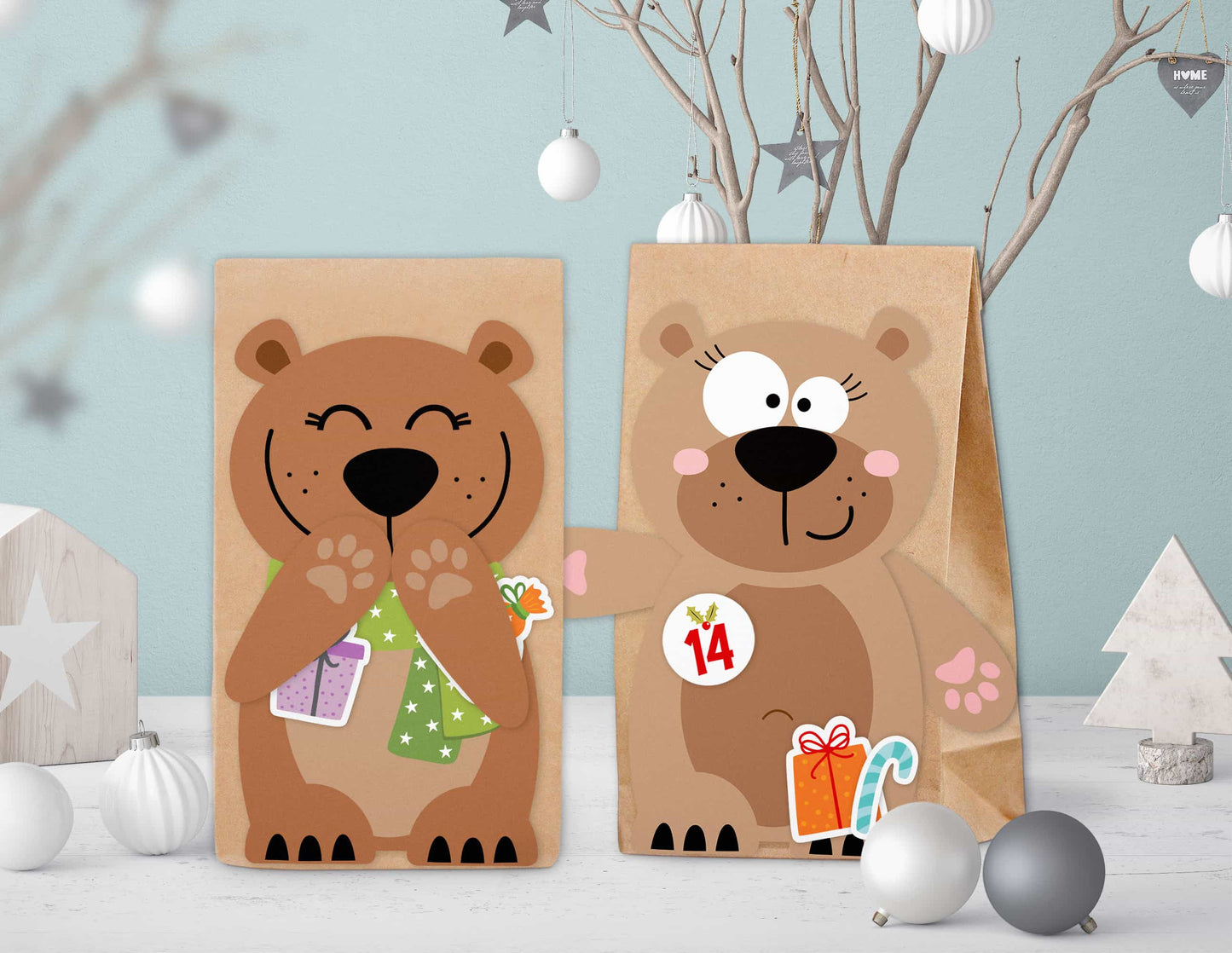 Adventskalender zum Befüllen "Woodlandfriends" Motiv Bären