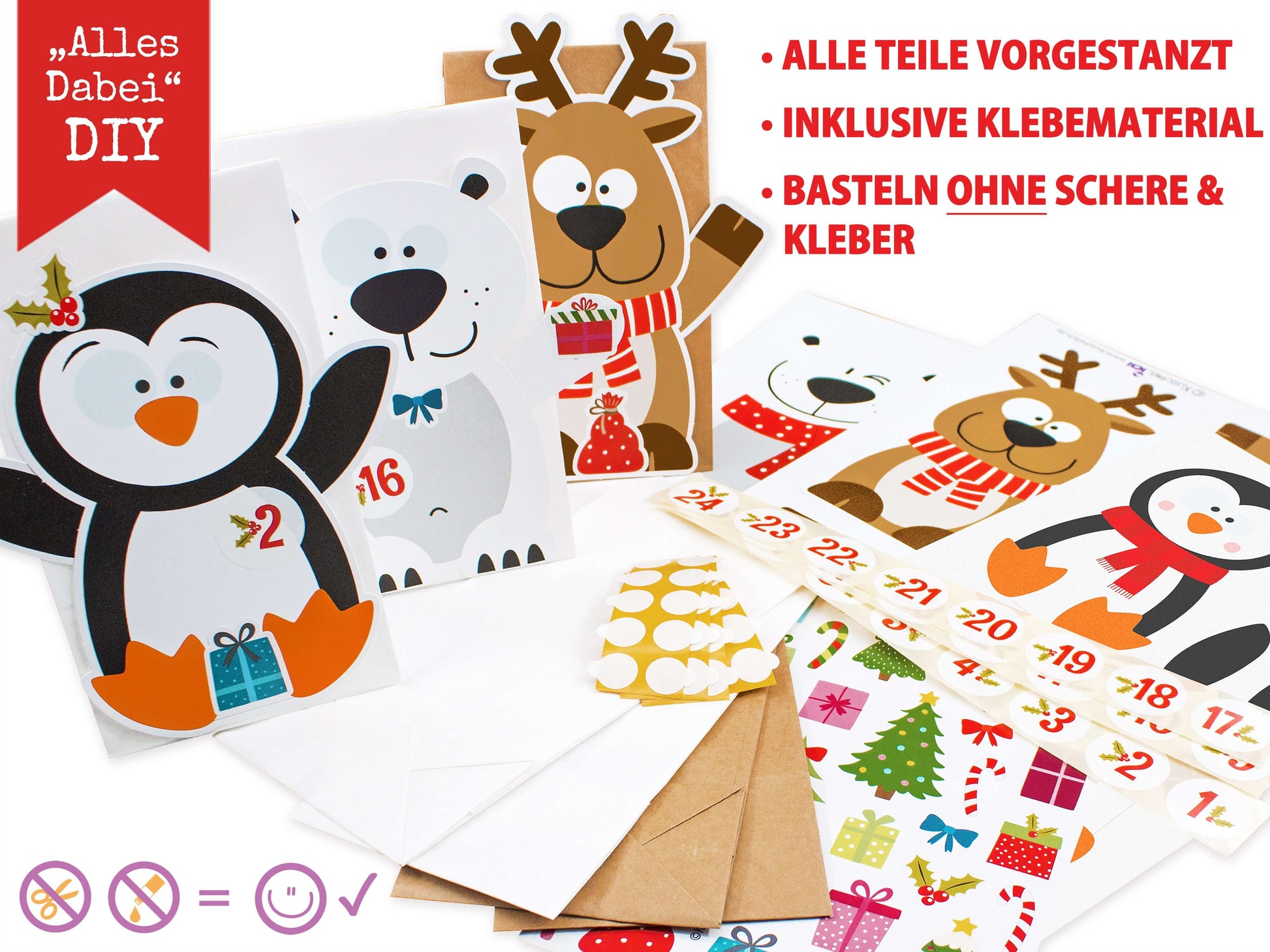 Adventskalender zum Befüllen "X-Mas-Friends" Übersicht Bestandteile
