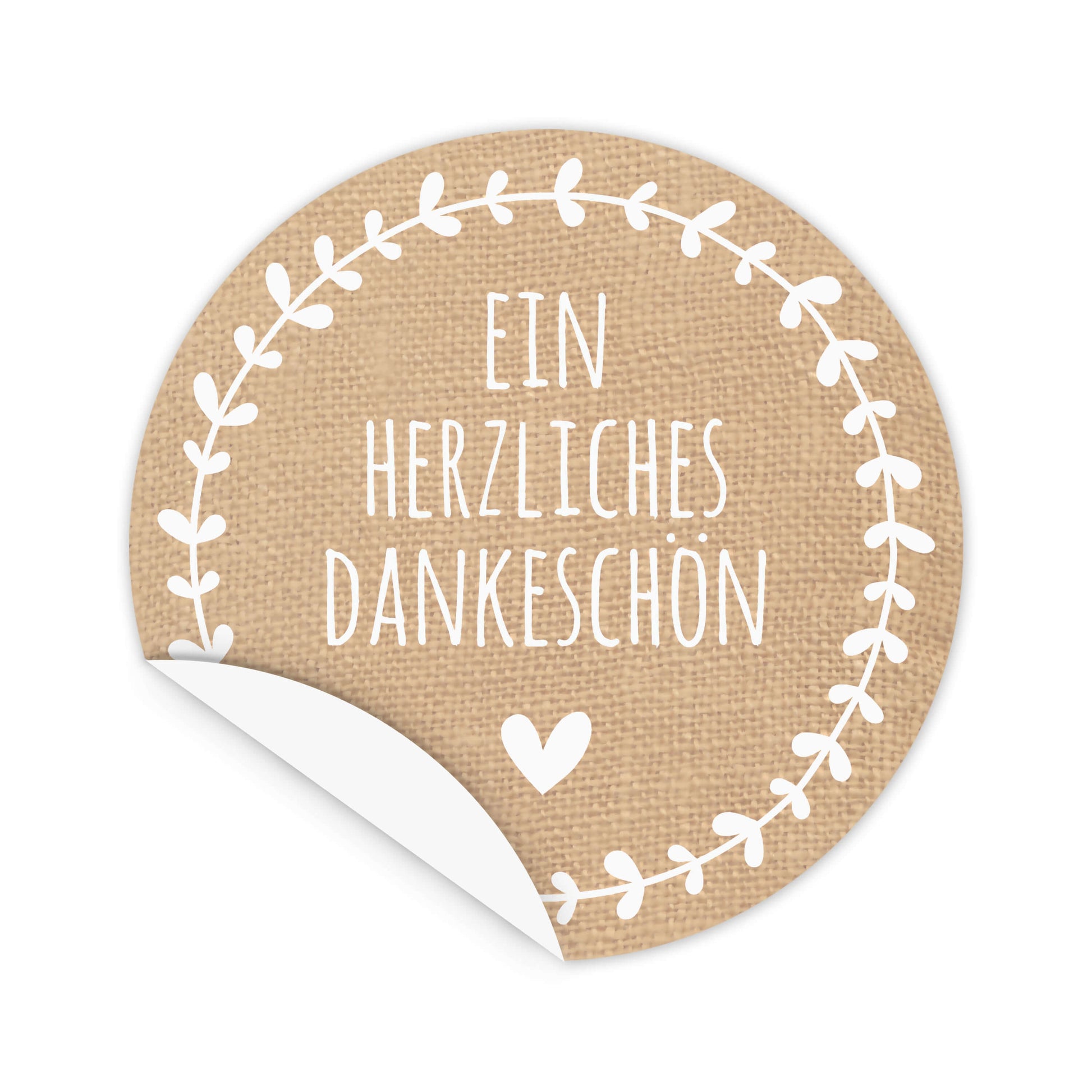 Aufkleber "Ein herzliches Dankeschön" rund zum abziehen und aufkleben