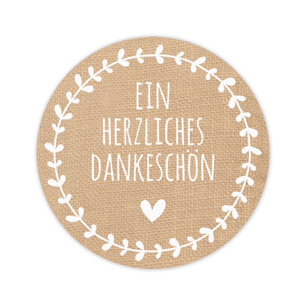 Aufkleber "Ein herzliches Dankeschön" rund dankeaufkleber