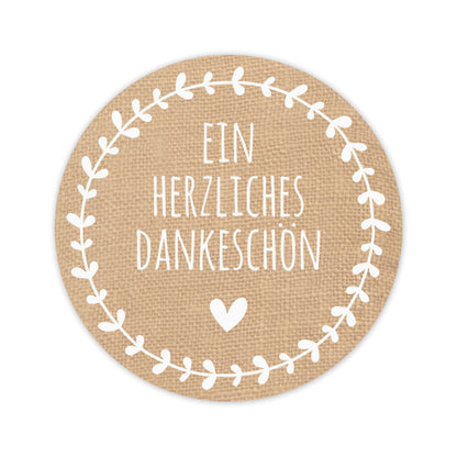 Aufkleber "Ein herzliches Dankeschön" rund dankeaufkleber
