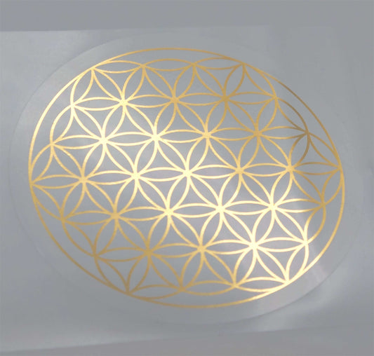 Blume des Lebens Aufkleber Gold 5 cm Durchmesser abriebfest transparent 1 Aussenring