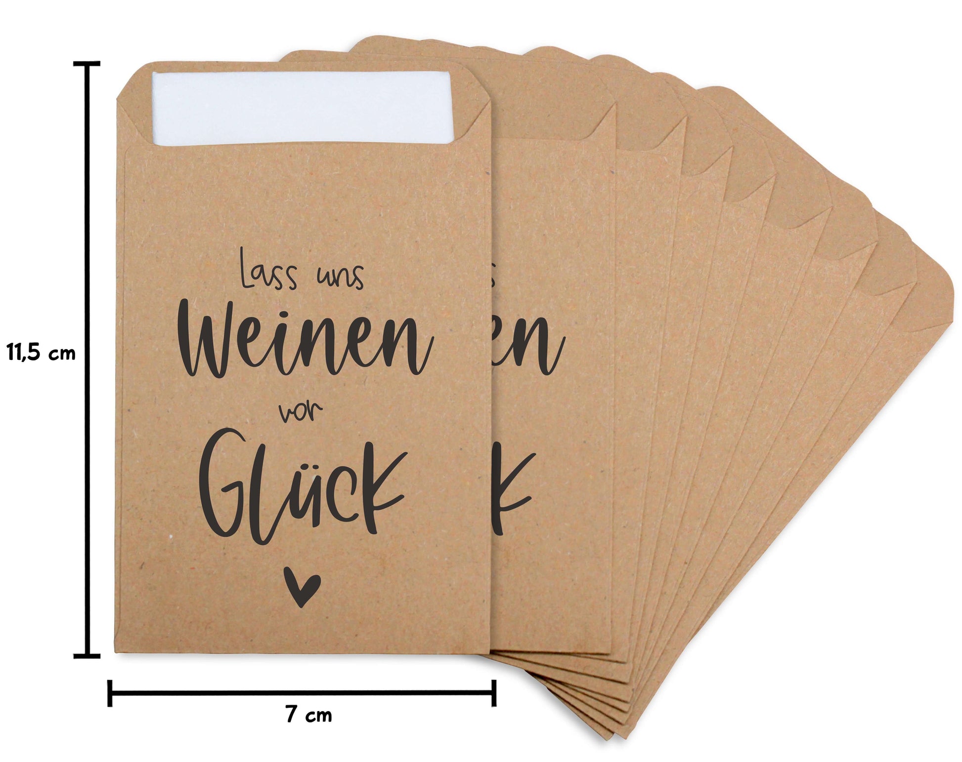 Freudentränen Taschentücher Hüllen Krafpapier braun Lass uns weinen vor Glück Maße