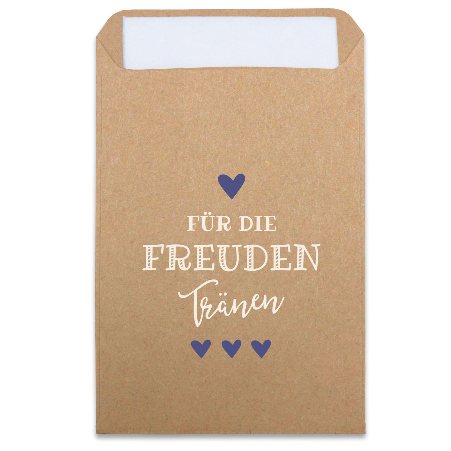 Freudentränen Taschentücher Hüllen "Für die Freudentränen" Kraftpapier blau