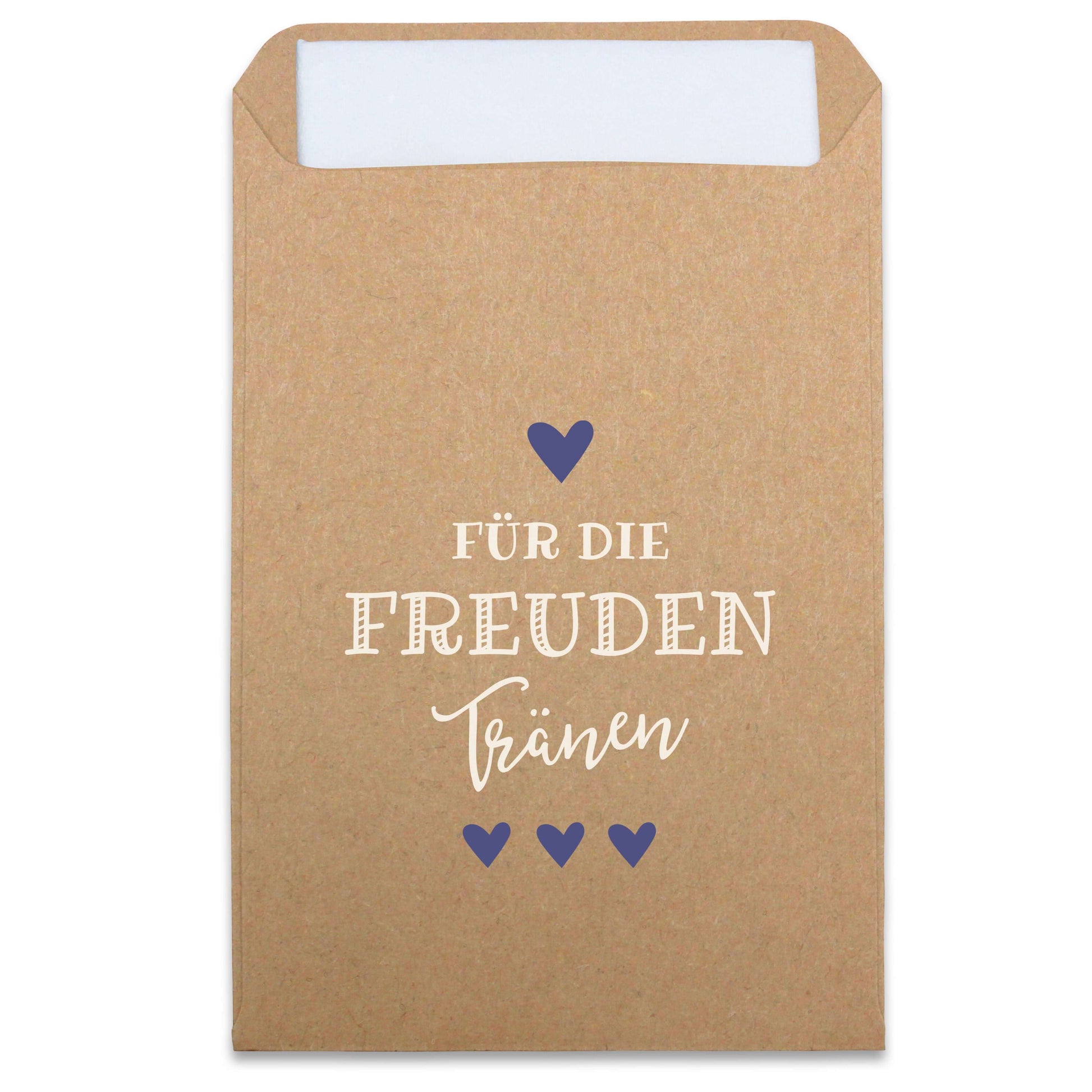 Freudentränen Taschentücher Hüllen "Für die Freudentränen" Kraftpapier blau