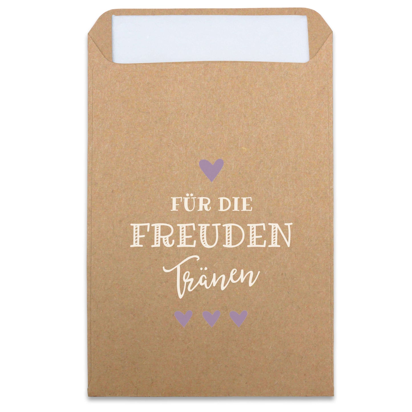 Freudentränen Taschentücher Hüllen "Für die Freudentränen" Kraftpapier flieder