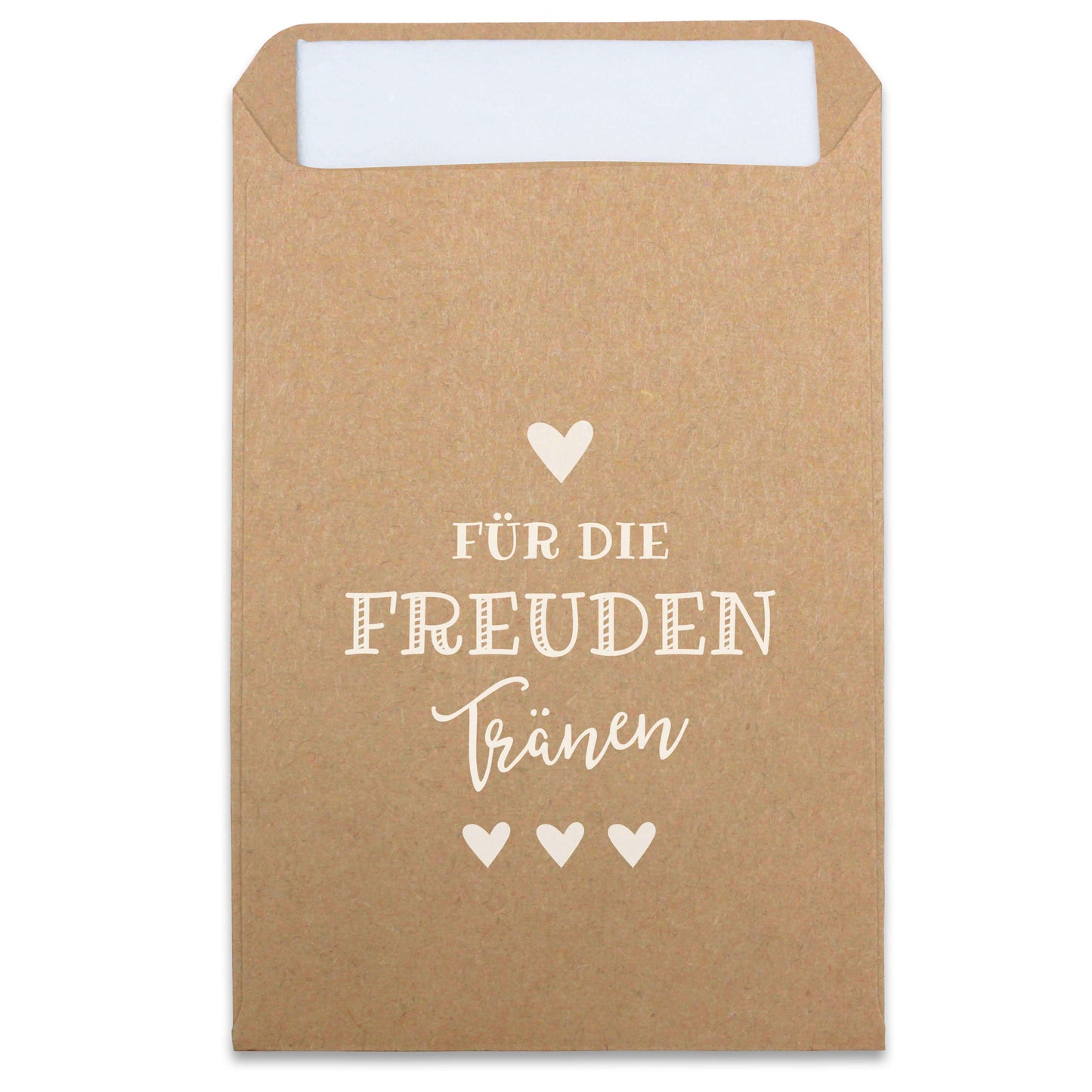 Freudentränen Taschentücher Hüllen "Für die Freudentränen" Kraftpapier mit weißem Druck