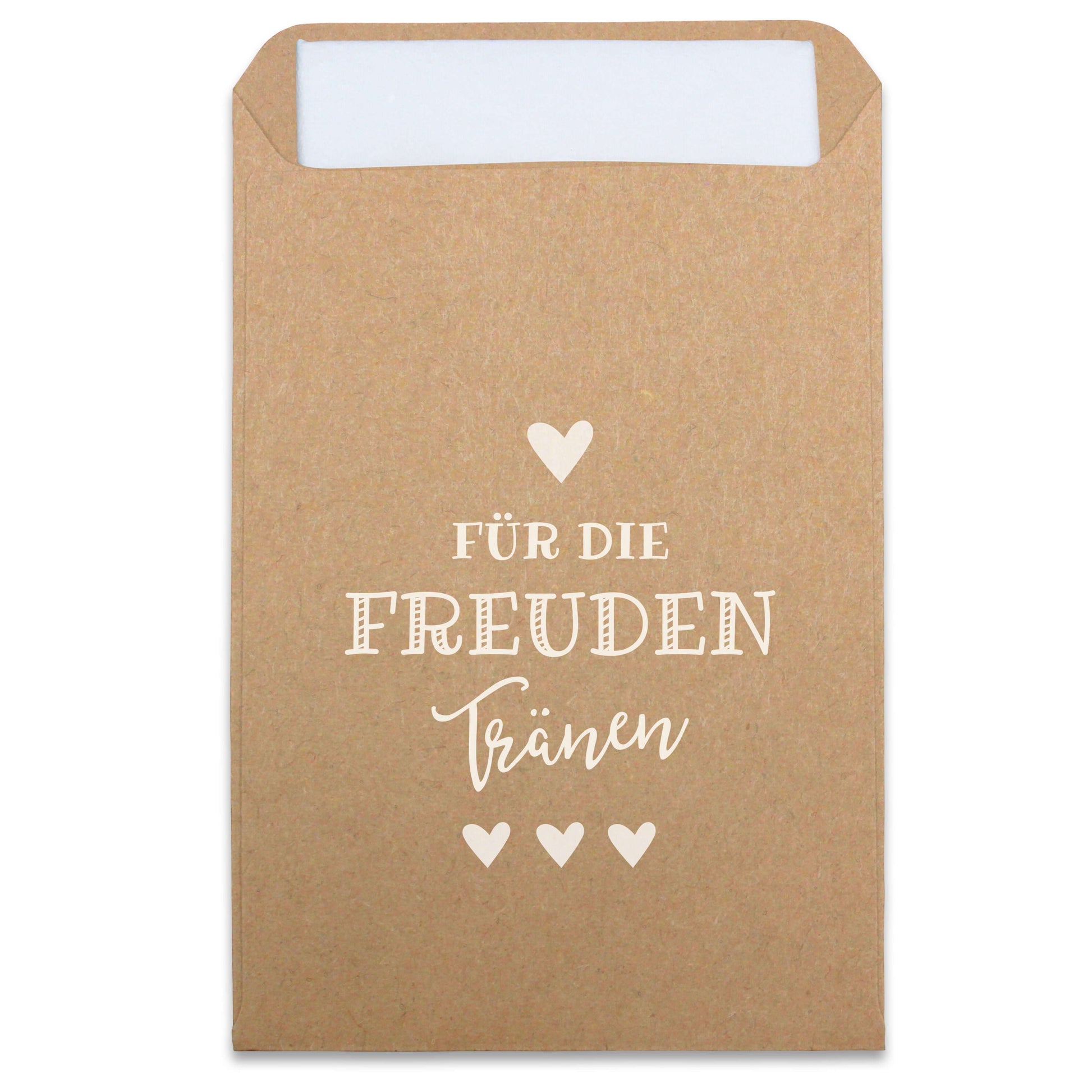 Freudentränen Taschentücher Hüllen "Für die Freudentränen" Kraftpapier mit weißem Druck
