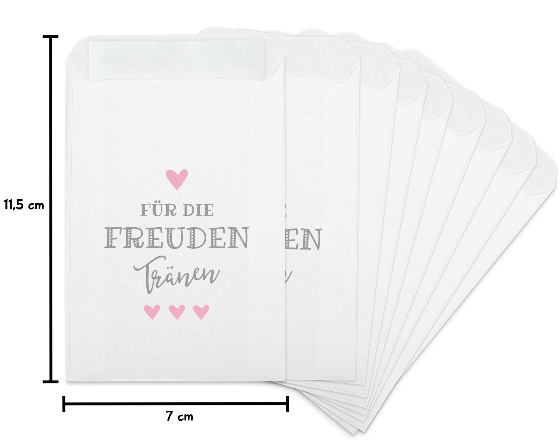 Freudentränen Taschentücher Hüllen "Für die Freudentränen" rosa Maßangabe