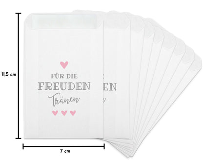 Freudentränen Taschentücher Hüllen "Für die Freudentränen" rosa Maßangabe