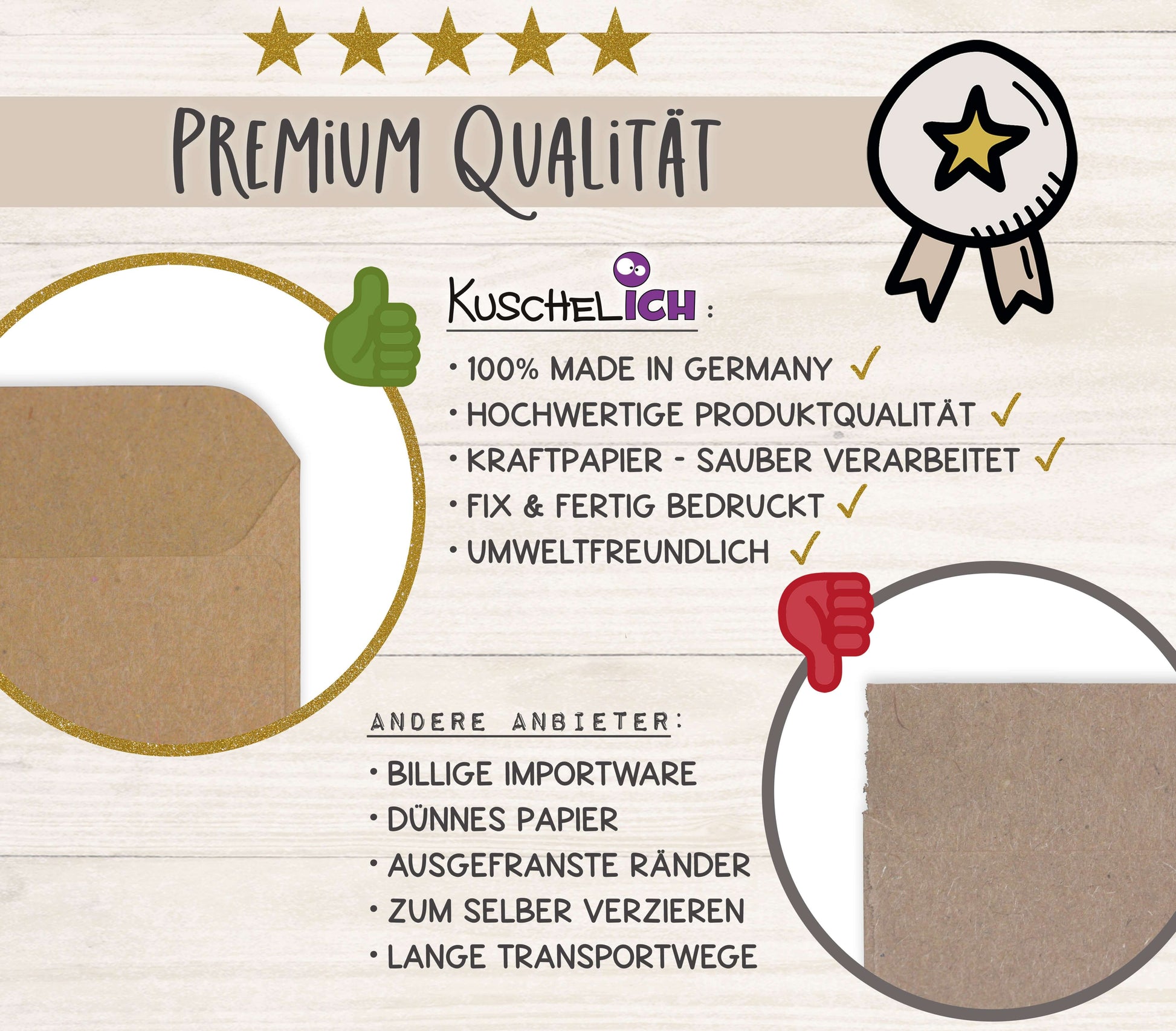 Qualitätsmerkmale Freudentränen Taschentücher Hüllen aus Kraftpapier