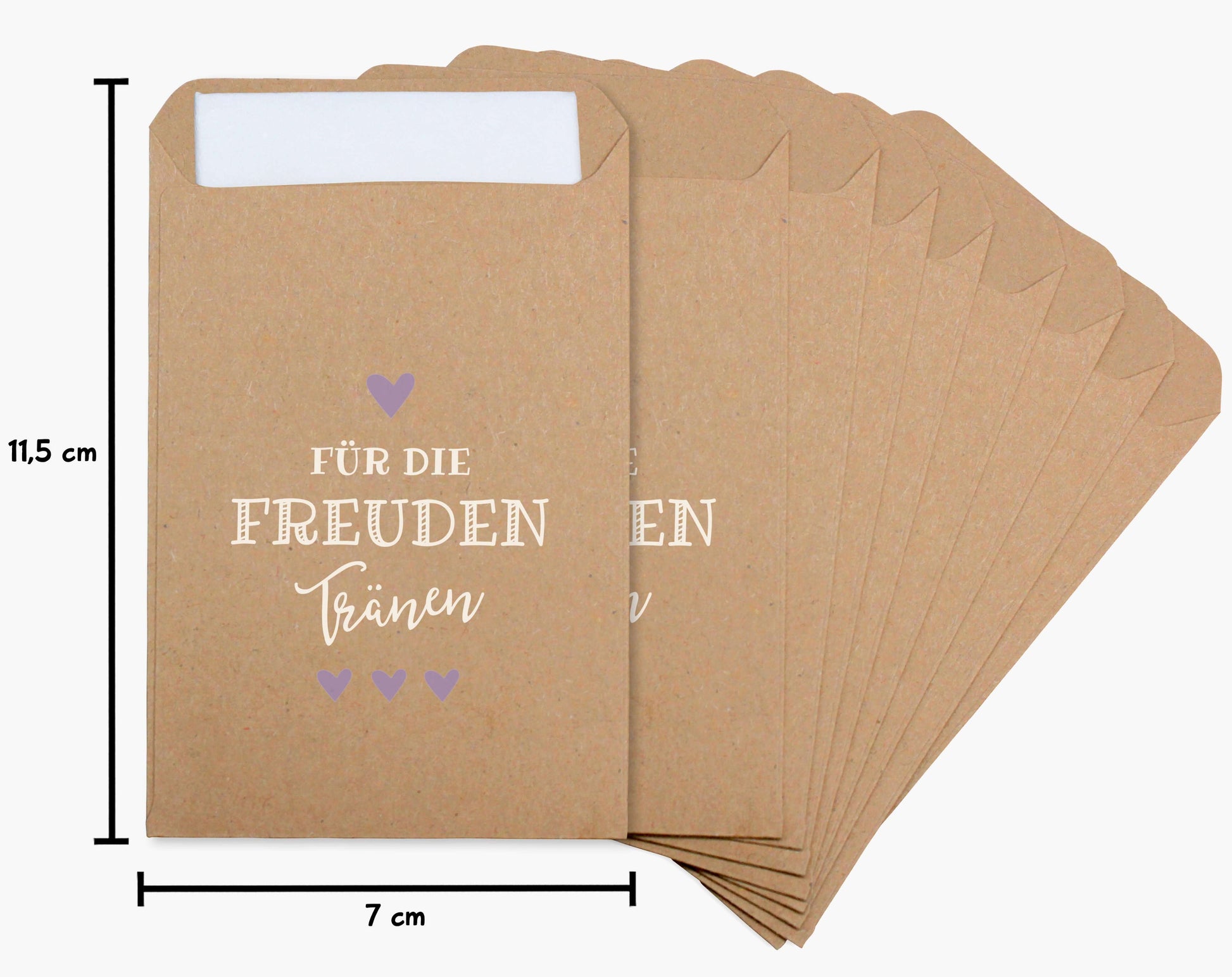 Maßangaben Freudentränen Taschentücher Hüllen "Für die Freudentränen" Kraftpapier mit flieder