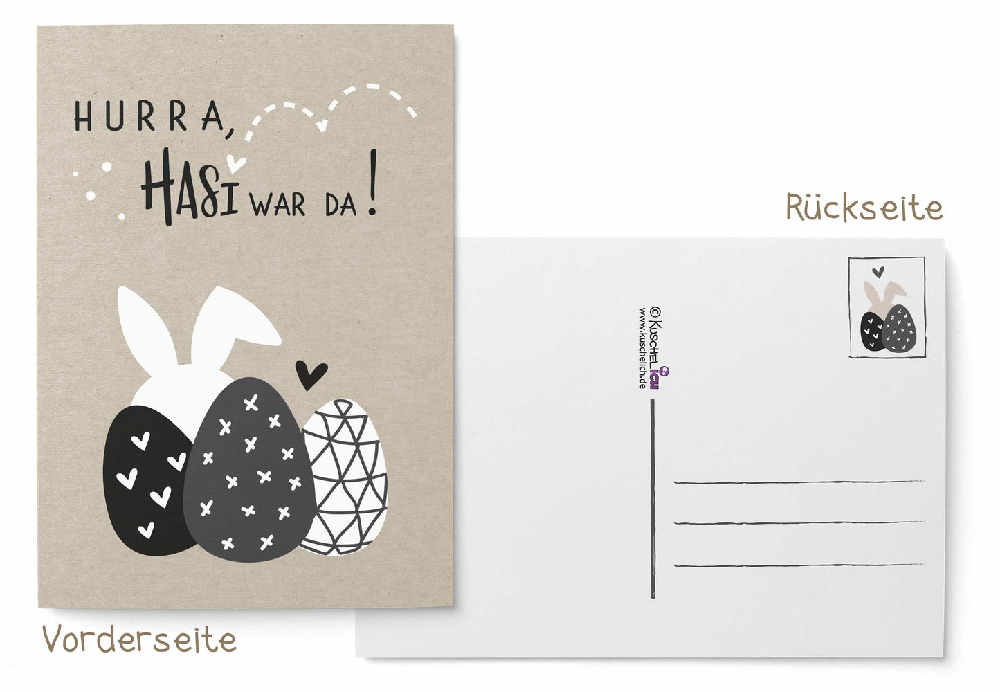 Osterkarten Set "Kraft" Motiv Ostereier und Hase