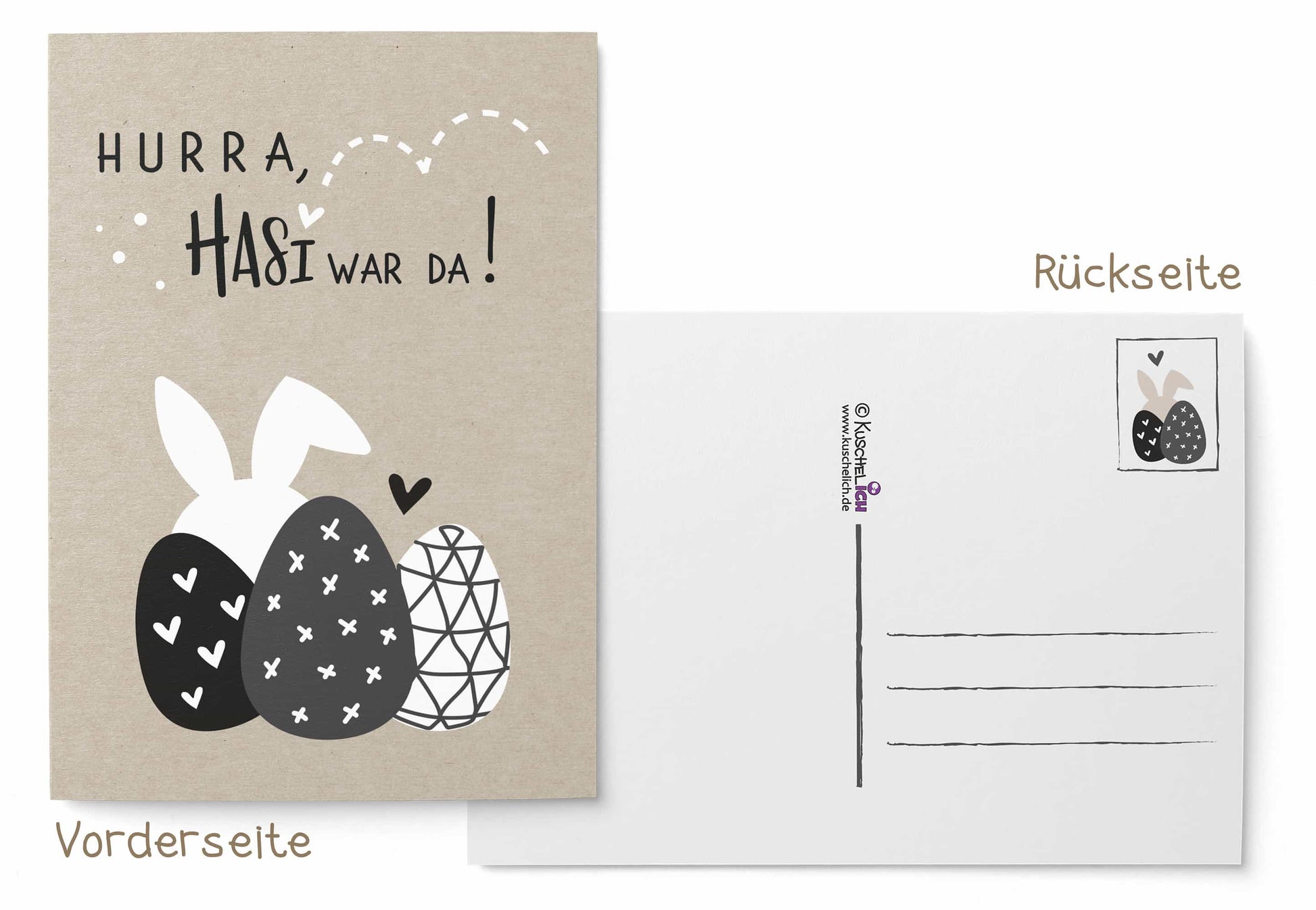 Osterkarten Set "Kraft" Motiv Ostereier und Hase