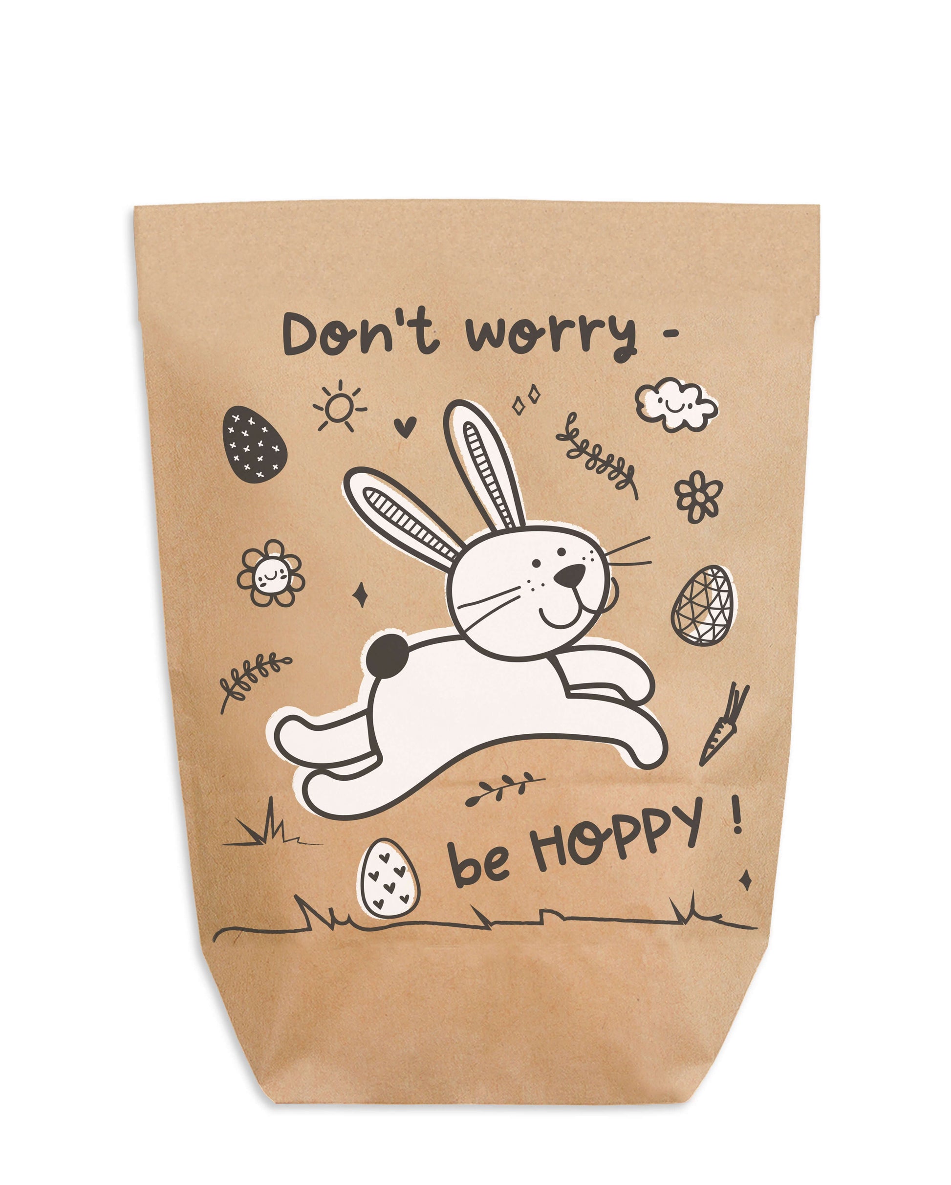 Ostertüte "Don´t Worry" Kraftpapier weiss bedruckt