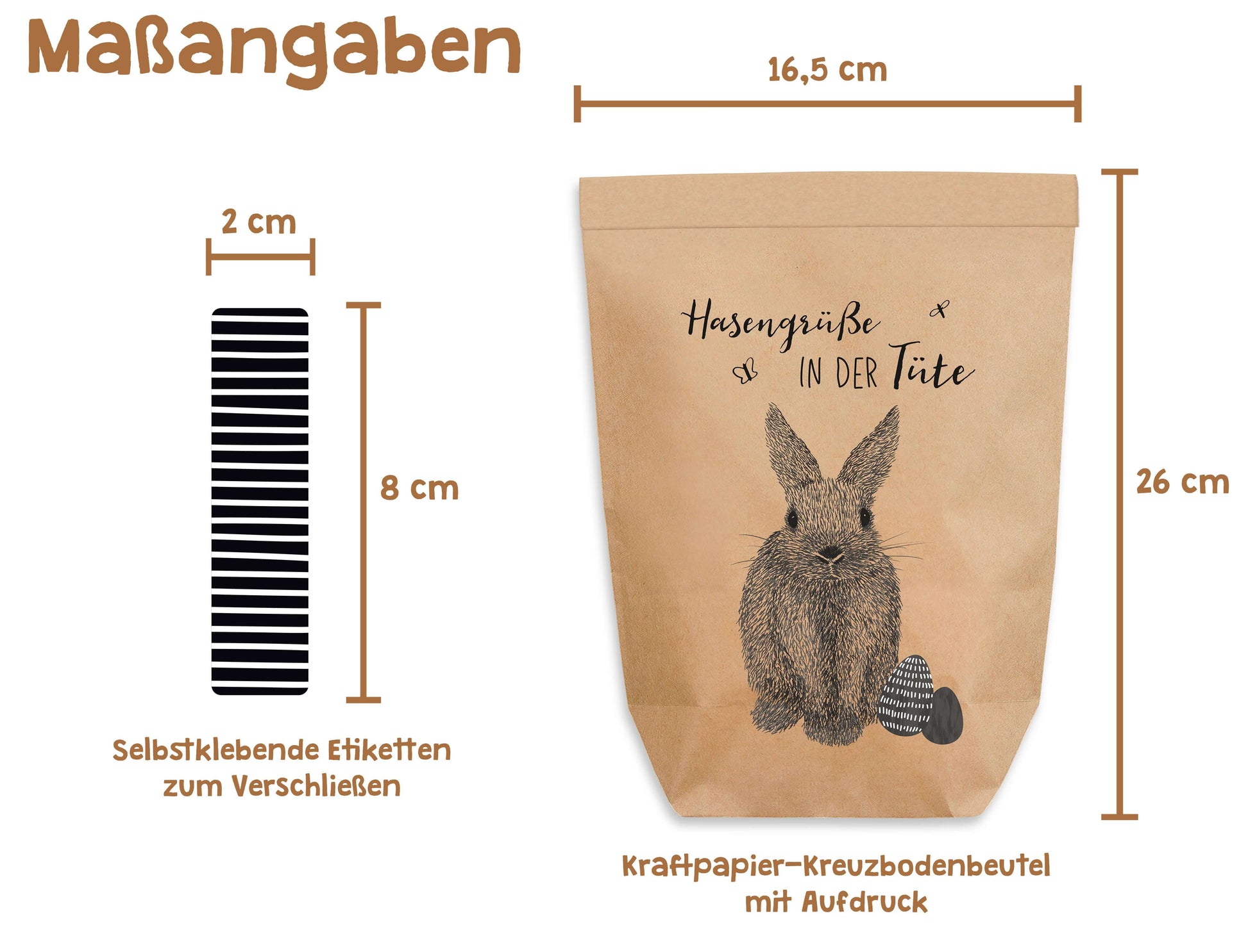 Maße 16,5x26cm Qualität Ostertüte zum Befüllen "Hasengrüße in der Tüte"