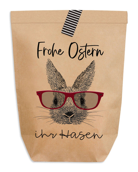 Ostertüte zum Befüllen "Frohe Ostern ihr Hasen" Kraftpapiertüte