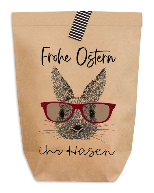 Ostertüte zum Befüllen "Frohe Ostern ihr Hasen" Kraftpapiertüte