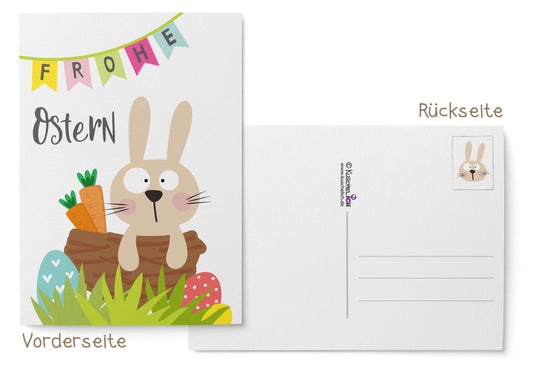 Postkarte Frohe Ostern Osterkarte Grußkarte Vorderseite & Rückseite
