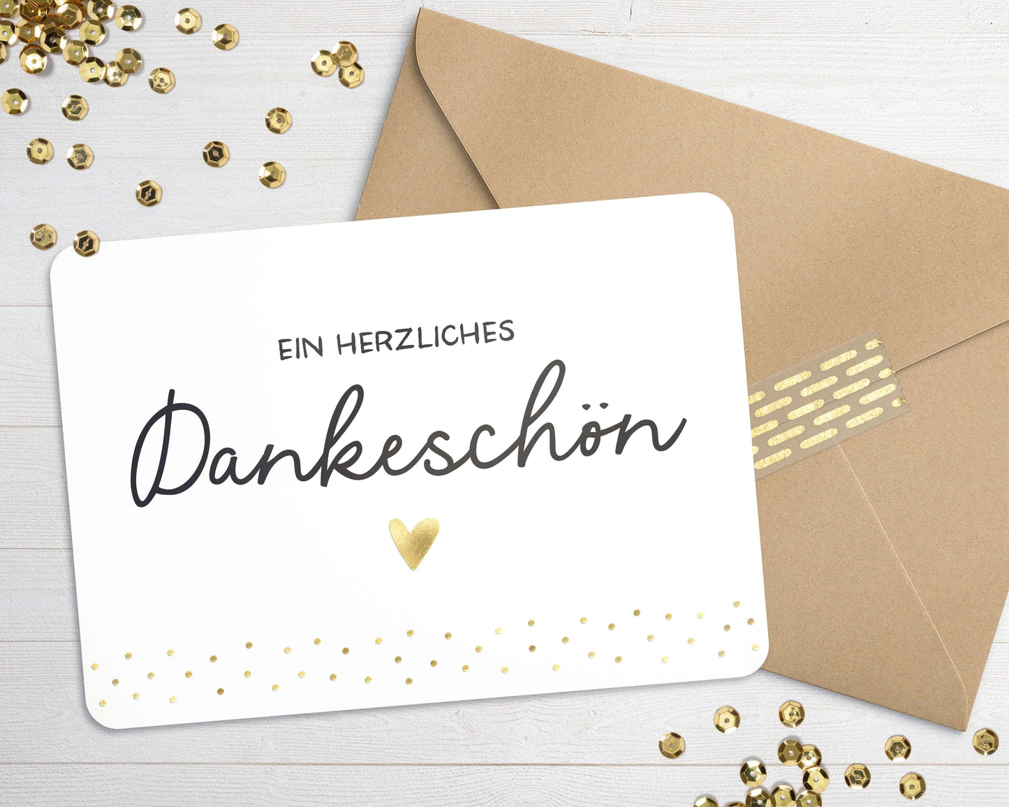 Karte "Ein herzliches Dankeschön" mit Briefumschlag mit Herz