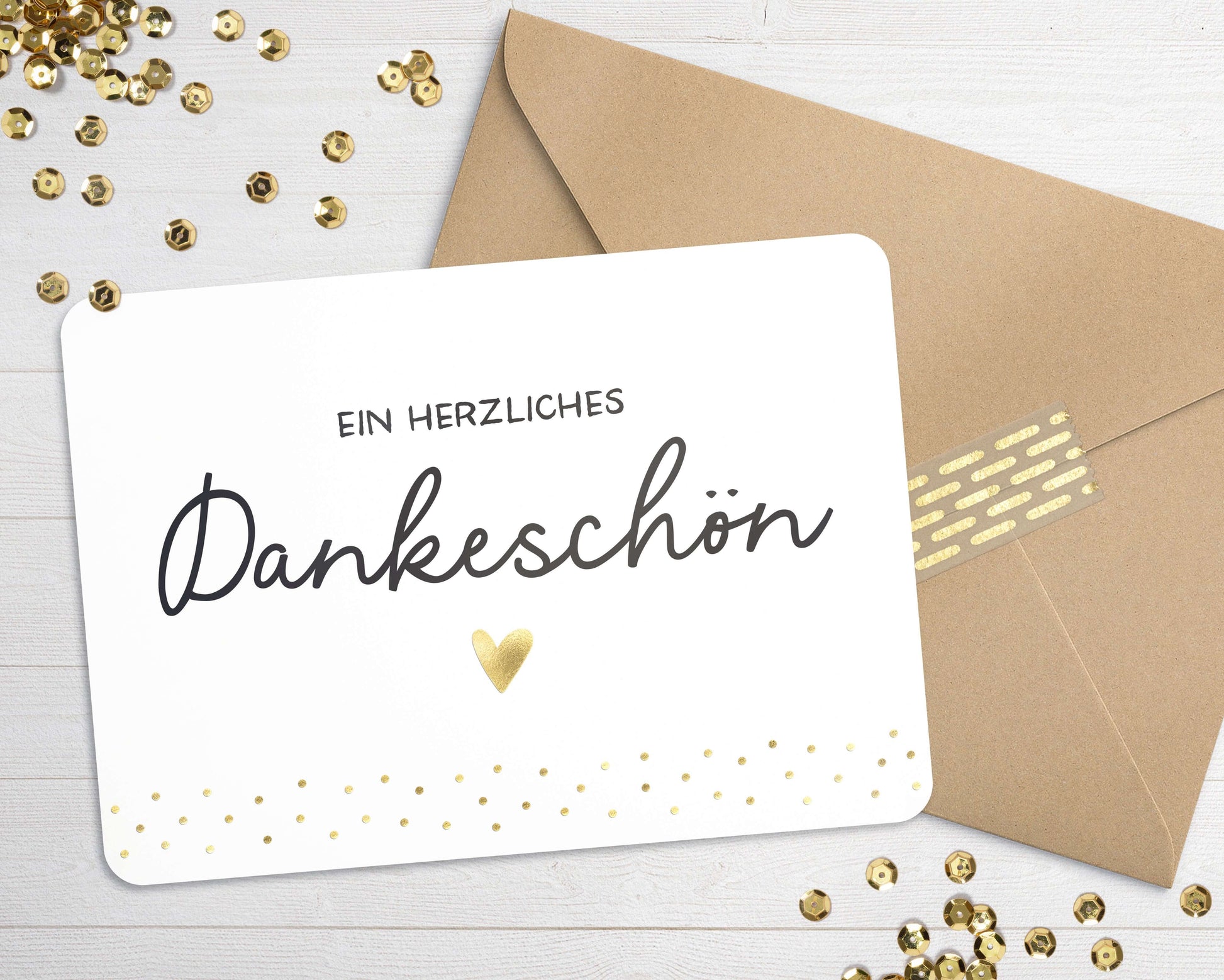 Karte "Ein herzliches Dankeschön" mit Briefumschlag mit Herz