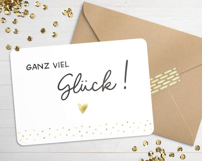 Karte "Ganz viel Glück!" mit Briefumschlag mit Herz