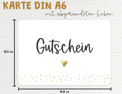 Karte "Gutschein" mit Briefumschlag Maße DIN A6