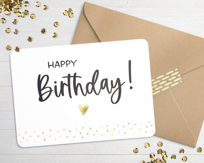 Karte "Happy Birthday" mit Briefumschlag mit Herz