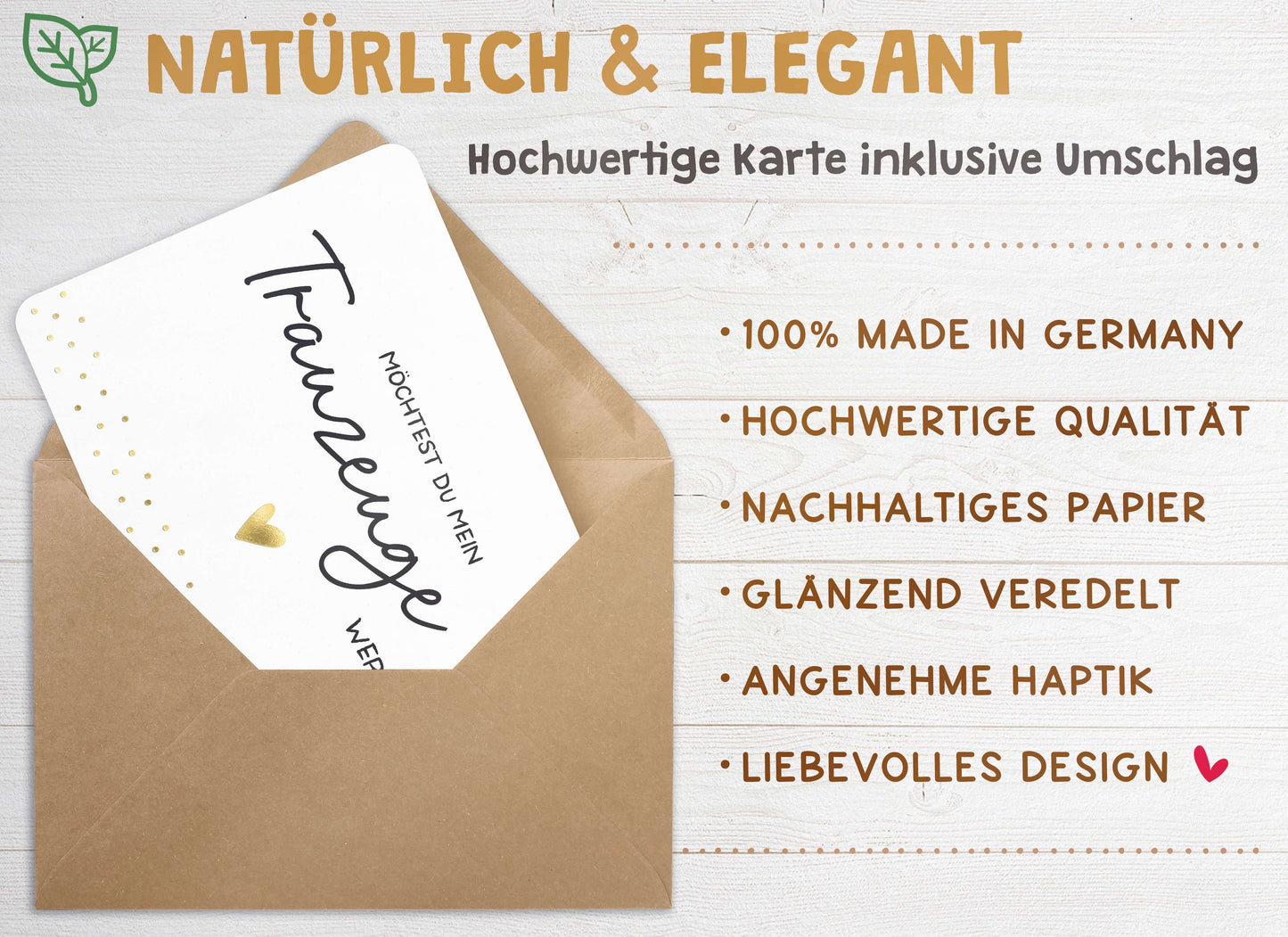 Qualitaetsmerkmale Karte "Trauzeuge" mit Briefumschlag