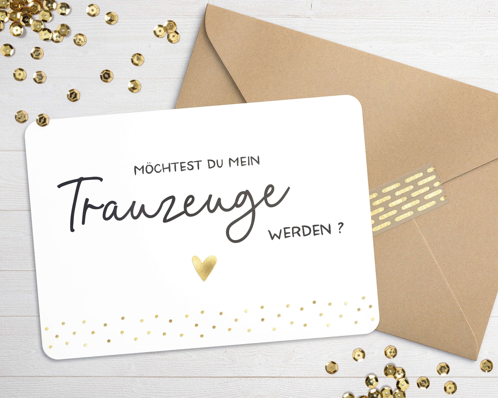 Karte "Trauzeuge" mit Briefumschlag mit Herz