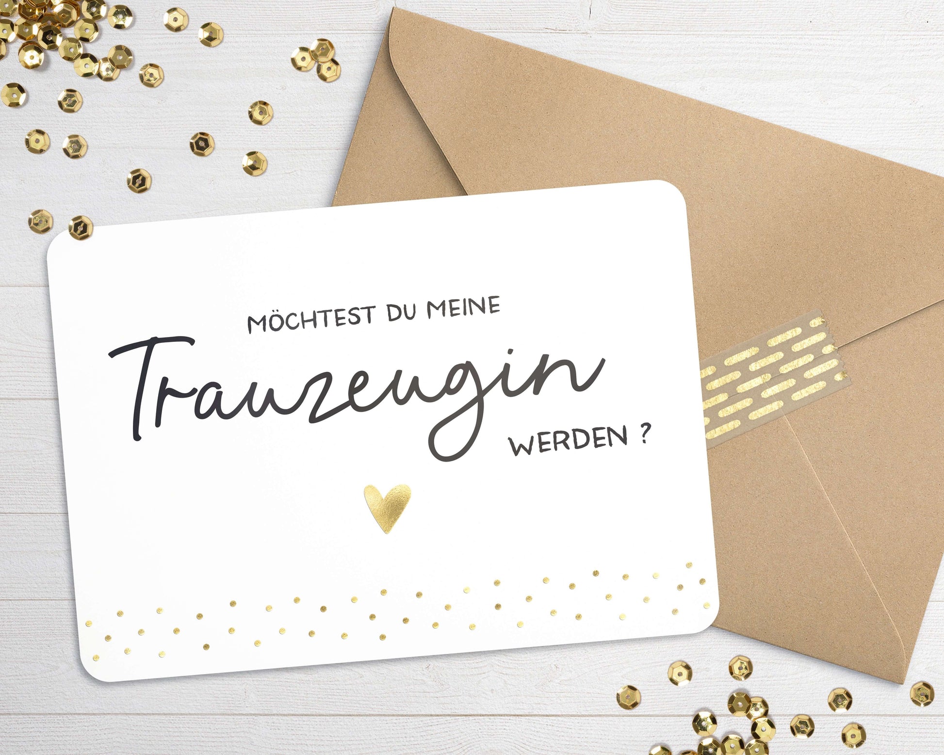 Karte "Trauzeugin" mit Briefumschlag mit Herz