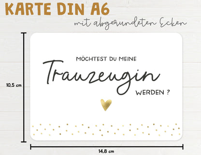 Karte "Möchtest Du mein Trauzeugin werden?" mit Briefumschlag Maße DIN A6