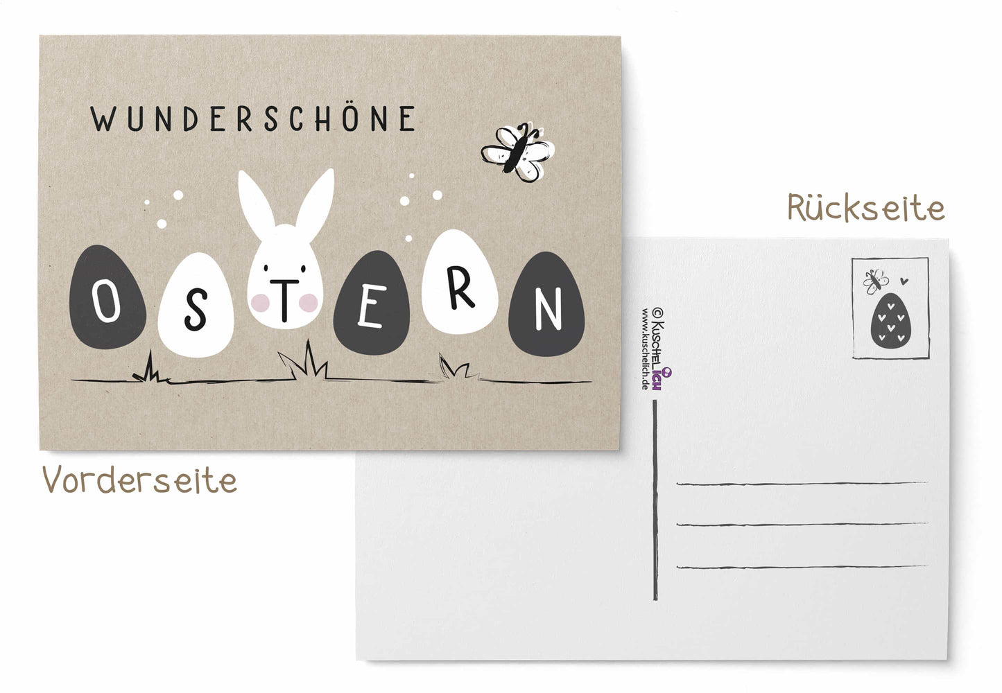Osterkarten Set "Kraft" Motiv Ostereier mit Osterhase