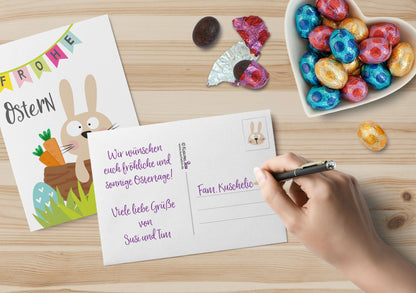 Postkarte Hasenluftballon Osterkarte Anwendunsbeispiel