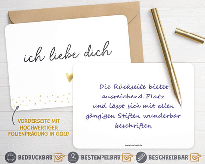 Karte "ich liebe dich" mit Briefumschlag beschreibbare Rueckseite