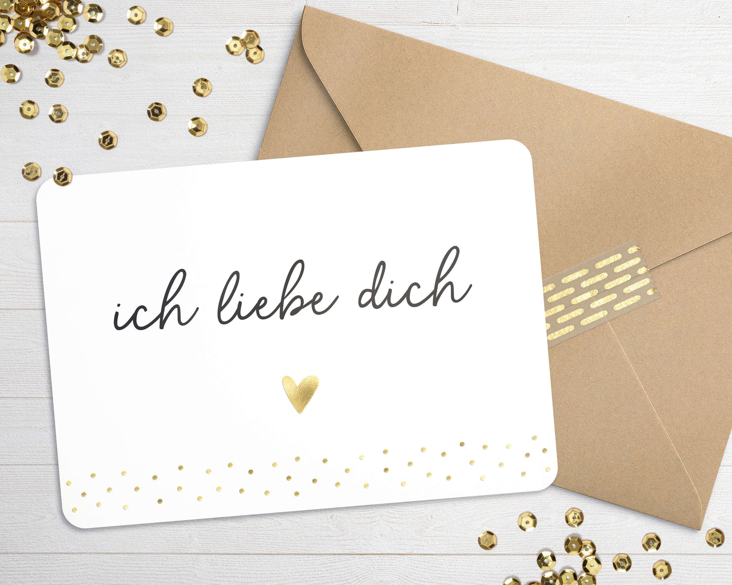 Karte "ich liebe dich" mit Briefumschlag mit Herz