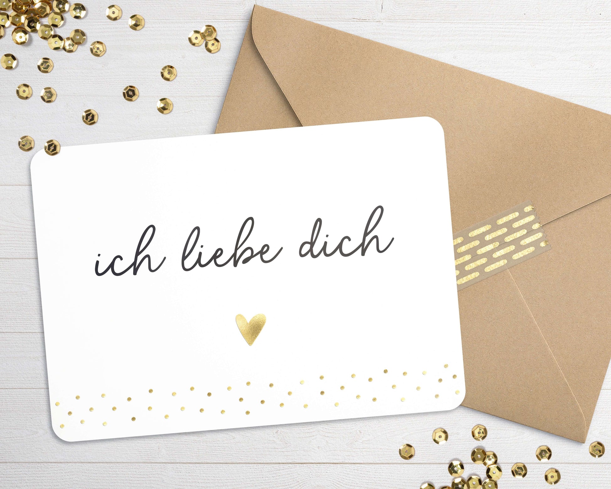 Karte "ich liebe dich" mit Briefumschlag mit Herz