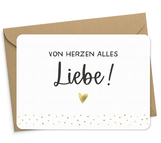 Karte "von Herzen alles Liebe!" mit Briefumschlag