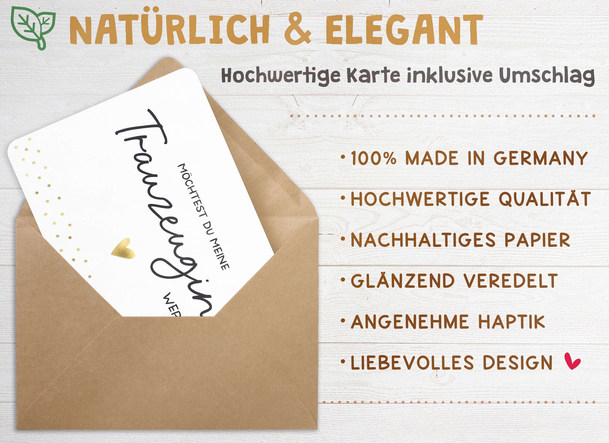 Qualitaetsmerkmale Karte "Trauzeugin" mit Briefumschlag