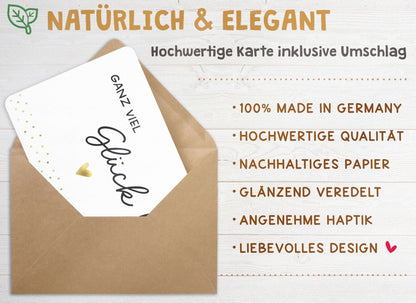 Qualitaetsmerkmale Karte "Ganz viel Glück!" mit Briefumschlag